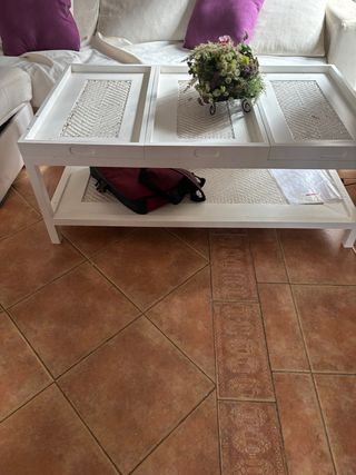 Mesa centro madera bandejas extraíbles