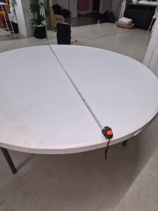 Mesa redonda 2m metal blanca Plegables