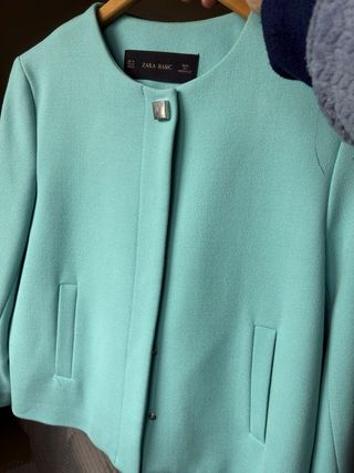 Chaqueta vestir mujer azul turquesa clarito