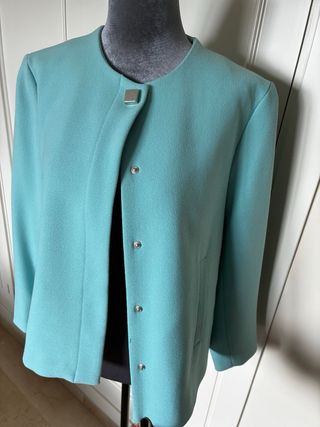 Chaqueta vestir mujer azul turquesa clarito