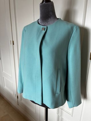 Chaqueta vestir mujer azul turquesa clarito