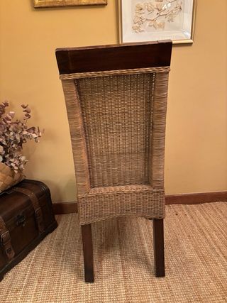 Conjunto 4 Sillas Mimbre y Madera