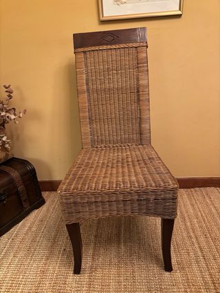 Conjunto 4 Sillas Mimbre y Madera