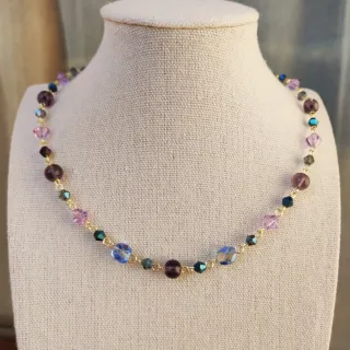 Collana cristalli viola e blu