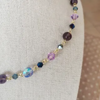 Collana cristalli viola e blu