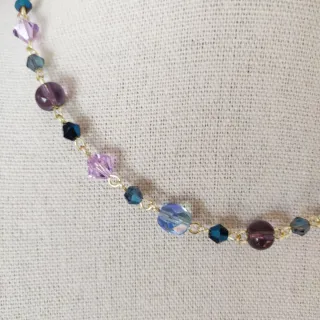 Collana cristalli viola e blu