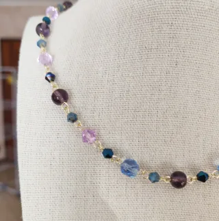Collana cristalli viola e blu