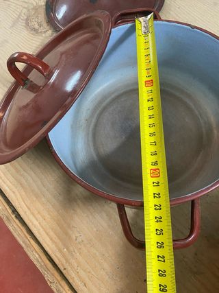 Lote 4 cazuelas esmaltadas rojas antiguas