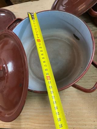 Lote 4 cazuelas esmaltadas rojas antiguas