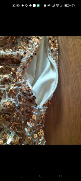 Vestido Charleston dorado lentejuelas flecos T38