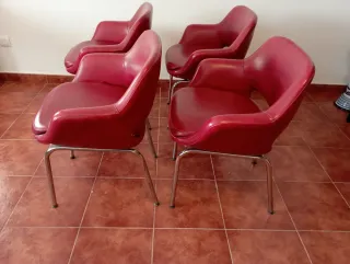 Set di 4 poltrone da ufficio rosse
