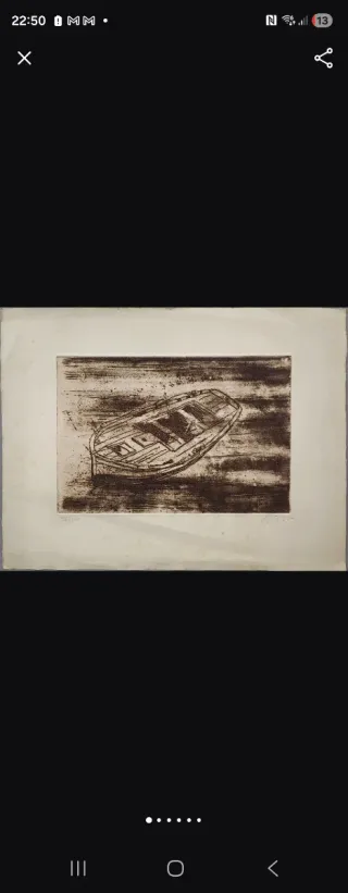 Obra Arte Ortiz Barque Barca 1975 firmada