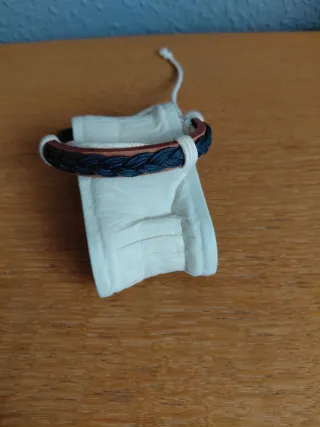 Pulsera cuero trenzada marrón y gris