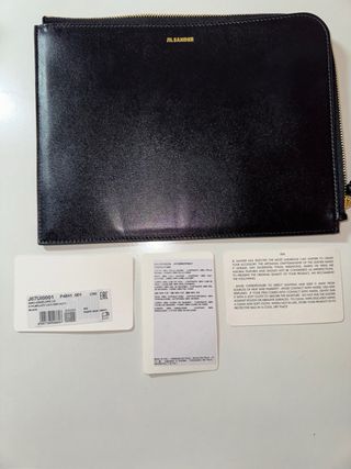 Pochette nera in pelle di vitello, Jil Sander