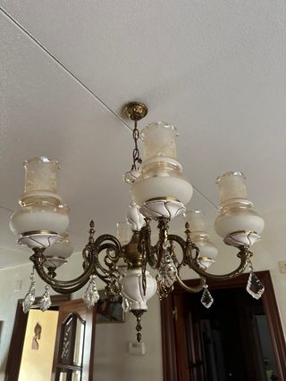 Lámpara de araña vintage cristal y metal