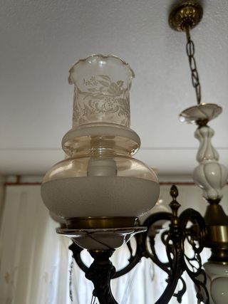 Lámpara de araña vintage cristal y metal