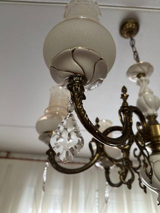 Lámpara de araña vintage cristal y metal