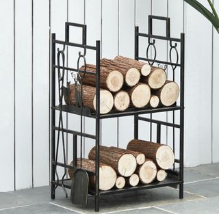 Soporte para leña de metal