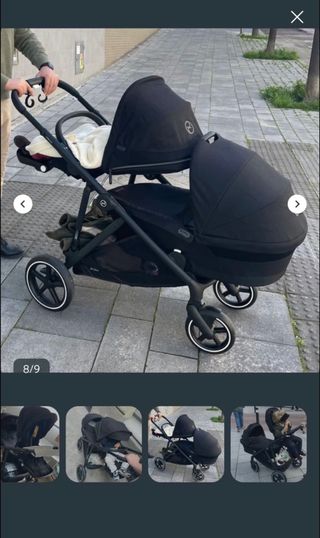 Carrito Gemelar Negro (1 mes uso)