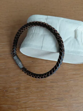 Pulsera Cuero Trenzado Marrón