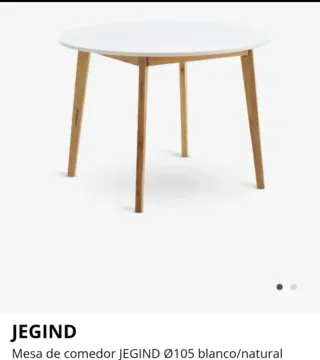 Mesa comedor redonda JEGIND Ø105 blanco/natural