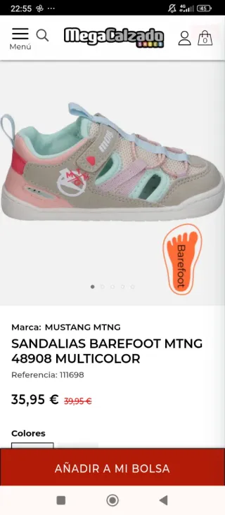 Zapatillas barefoot Mustang Kids Free talla 26