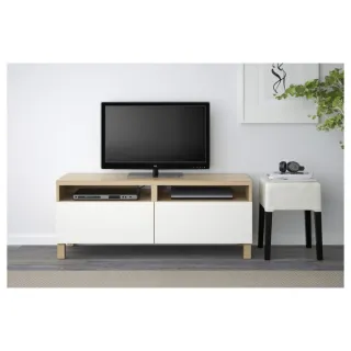 Mueble TV blanco y madera