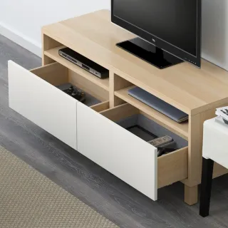 Mueble TV blanco y madera