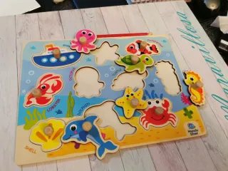 Juego madera bebés animales marinos
