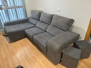 Sofá Chaise Longue Gris Tela