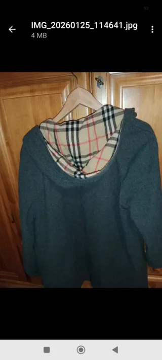 Abrigo Burberry Vintage Tartán Gris Beige