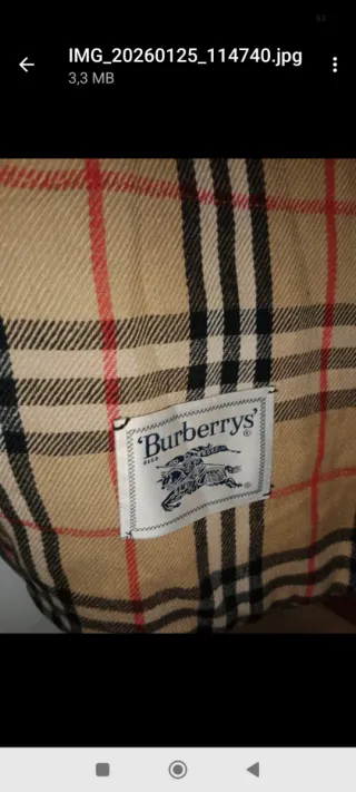Abrigo Burberry Vintage Tartán Gris Beige