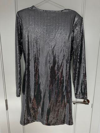 Vestido Mango plateado brillante