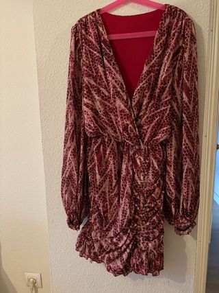 Vestido Budeo Arreglado Beige y Rojo