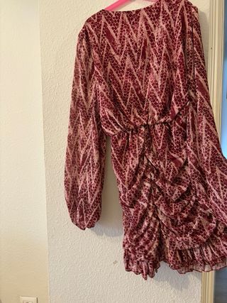 Vestido Budeo Arreglado Beige y Rojo