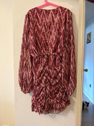 Vestido Budeo Arreglado Beige y Rojo