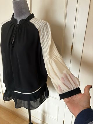 Blusa Zara Mujer Negra y Blanca