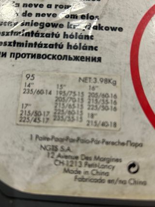 Cadenas coche para nieve