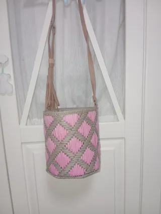 Bolso Bombonera Rosa y Gris