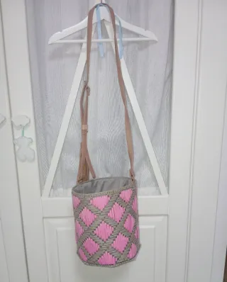 Bolso Bombonera Rosa y Gris