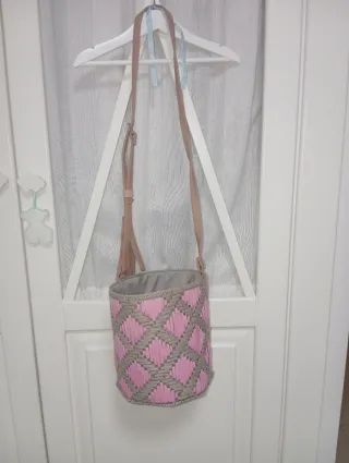 Bolso Bombonera Rosa y Gris