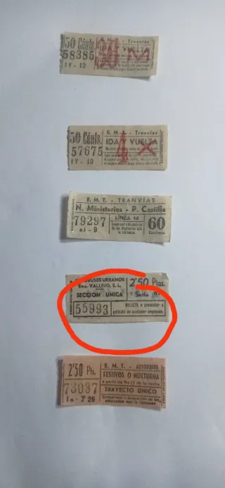 Billetes EMT Madrid antiguos