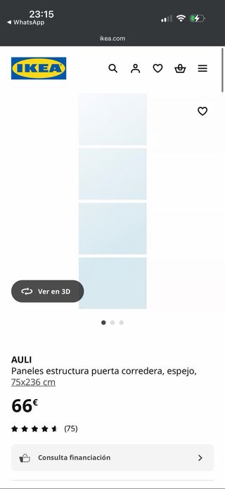 Paneles correderos AULI IKEA espejo