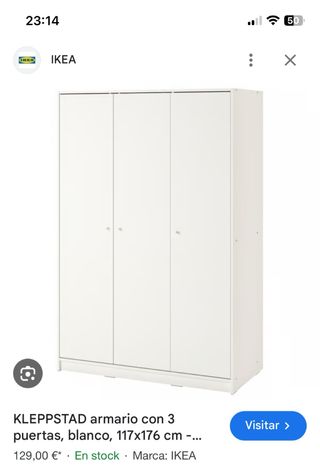 Armario IKEA KLEPPSTAD 3 puertas blanco