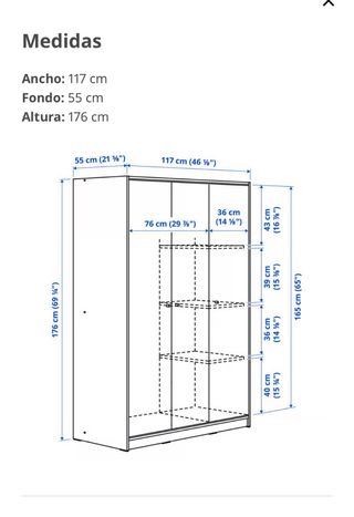 Armario IKEA KLEPPSTAD 3 puertas blanco