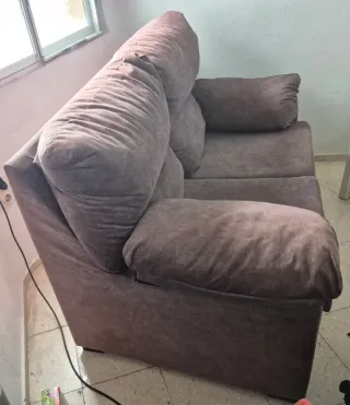 Sofá 2 plazas marrón tela