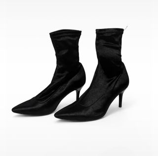 Botines calcetín negros tacón fino