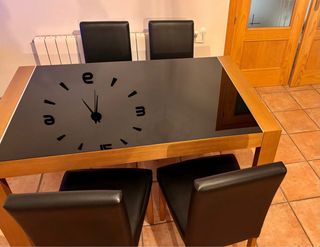 Mesa de comedor cristal y madera