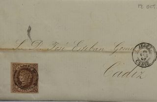 Lote de 6 sobres antiguos y españoles Isabel II