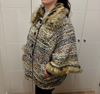 Abrigo tweed con pelo sintético